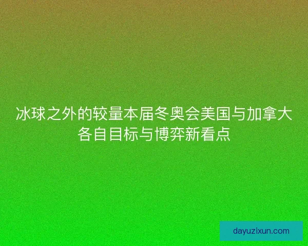 冰球之外的较量本届冬奥会美国与加拿大各自目标与博弈新看点