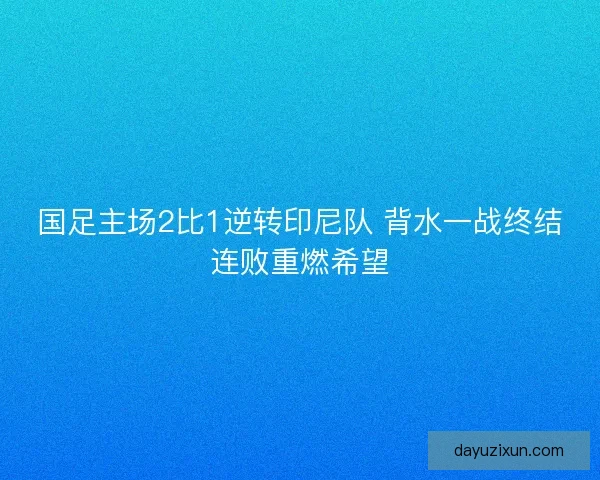 国足主场2比1逆转印尼队 背水一战终结连败重燃希望