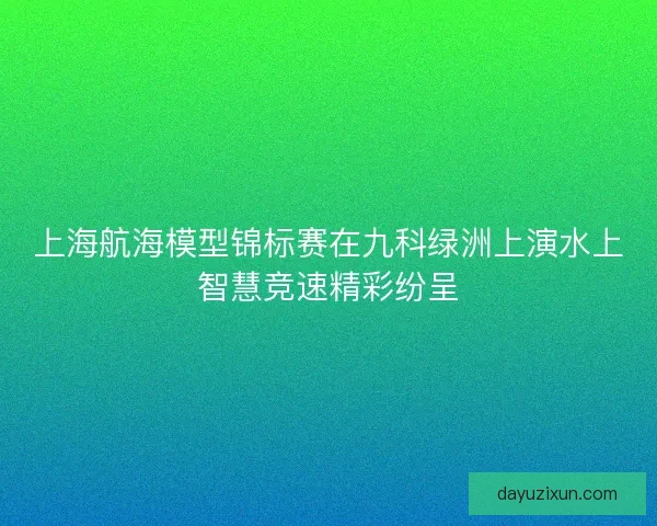 上海航海模型锦标赛在九科绿洲上演水上智慧竞速精彩纷呈 上海航海模型锦标赛在九科绿洲上演水上智慧竞速精彩纷呈
